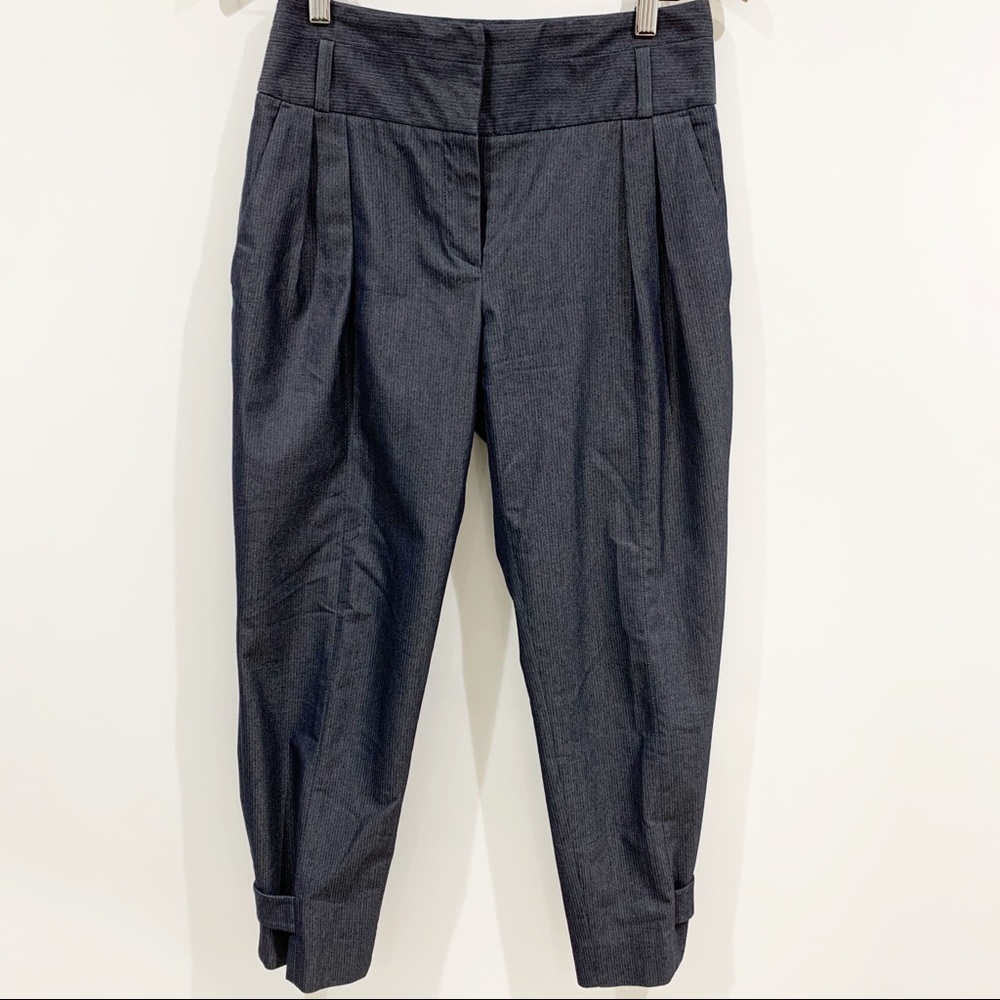 Reiss grey striped trouser crop pants Sz 4 - Picture 2 of 7